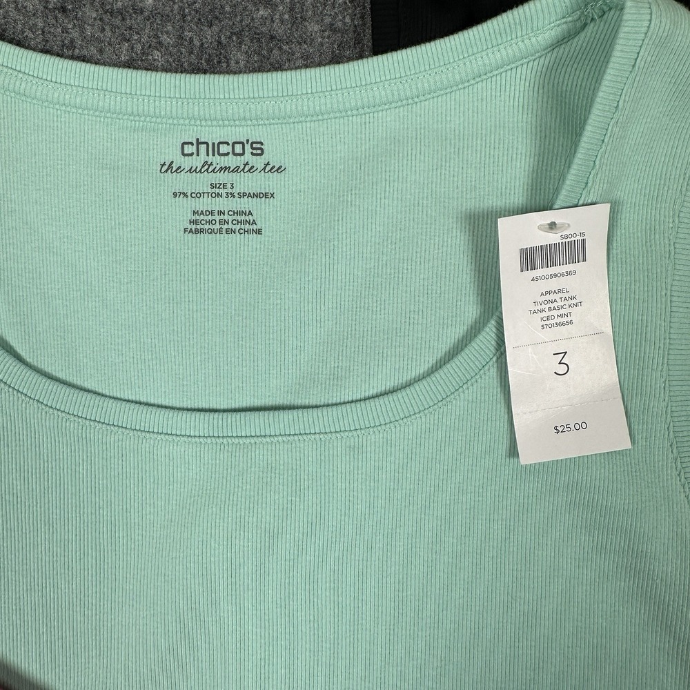 NWT CHICO'S Ultimate Tee Tank Top Bundle Of 4 Size 3/XL Pink Mint Black White - Picture 4 of 12